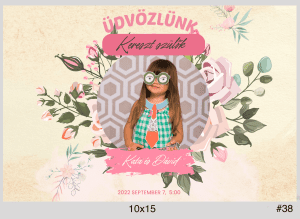 Keresztelős selfie gép nyomat gyerek képpel és finom díszítéssel