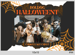 Halloween party selfie gép nyomat boszorkány kalappal és töklámpással