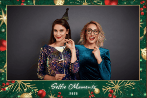 Klasszikus zöld-piros céges karácsonyi nyomtatási keret – Selfie Moments