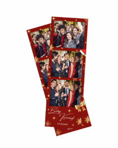 Céges karácsonyi nyomtatási keret piros-arany dizájnnal – Selfie Moments