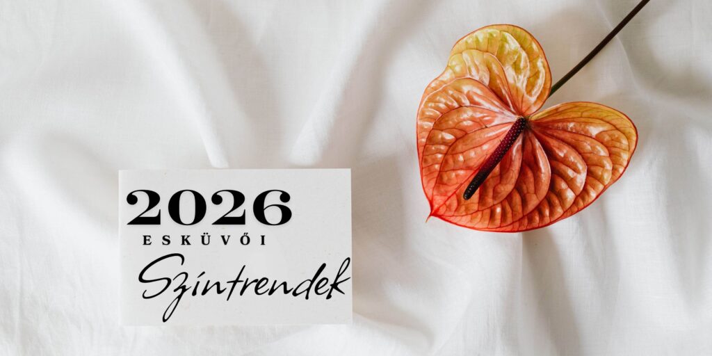 2026-os esküvői színtrendek és Pantone paletta válogatás modern menyasszonyoknak.