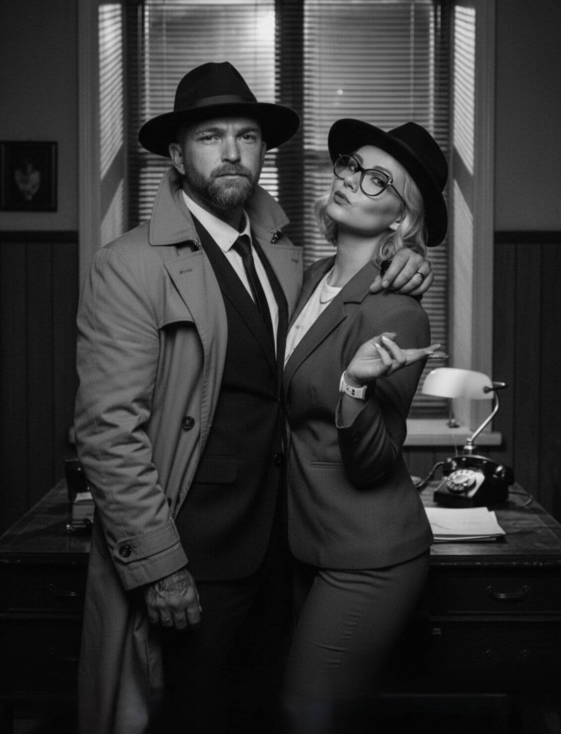 AI által generált Film Noir stílusú portré