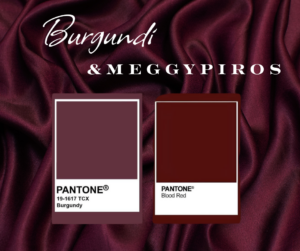 Elegáns burgundi és meggypiros Pantone esküvői színskála.