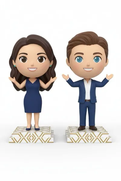 AI-generált, szuper-deformált (chibi) stílusú kép egy mosolygó párról. Apró testek, óriási, csillogó szemek és édes arckifejezések jellemzik őket.