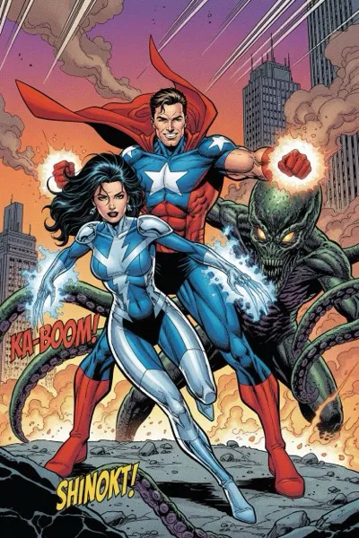 90-es évekbeli sötétebb képregény stílusú AI szelfi portré.