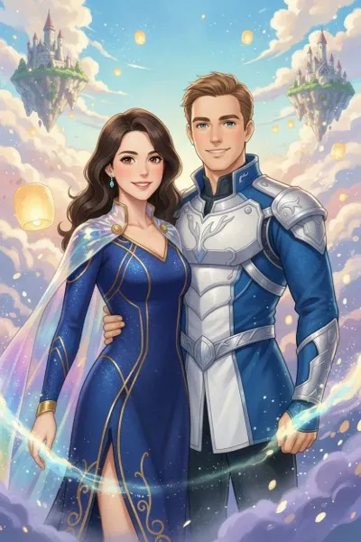 Studio Ghibli anime stílusú AI generált páros szuperhős portré lágy színekkel és mesés háttérrel.