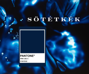 Elegáns sötétkék Pantone színpaletta esküvői tervezéshez.